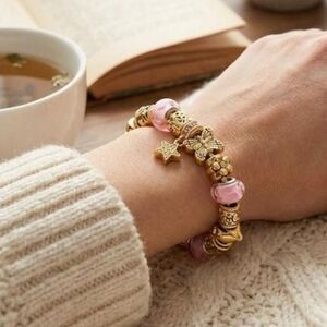 New Adorable Gold & Pink Charm Bracelet from the Friends Collection! ✨